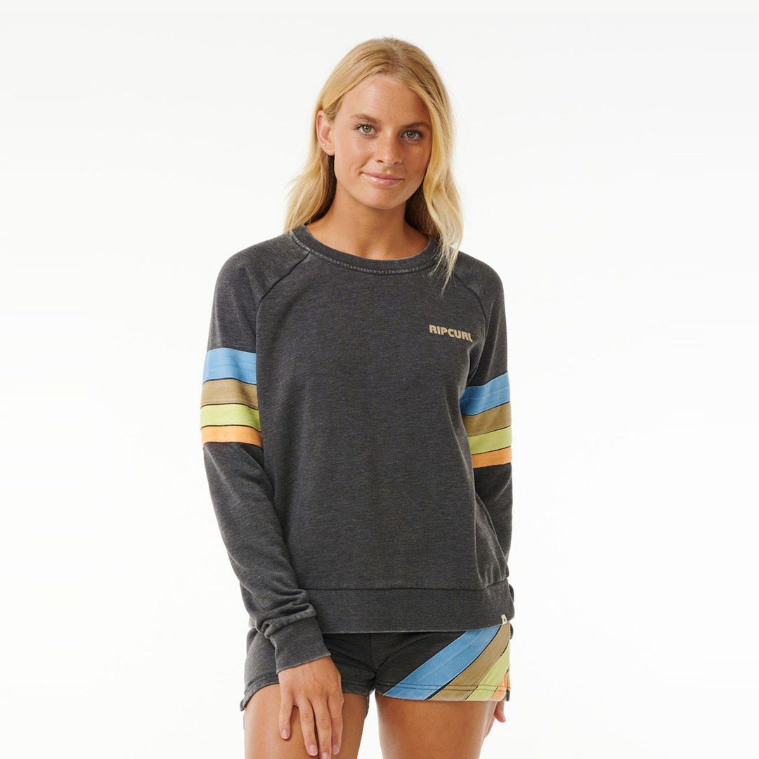 Rip Curl High Tide Surf Raglan Crew - Washed Black