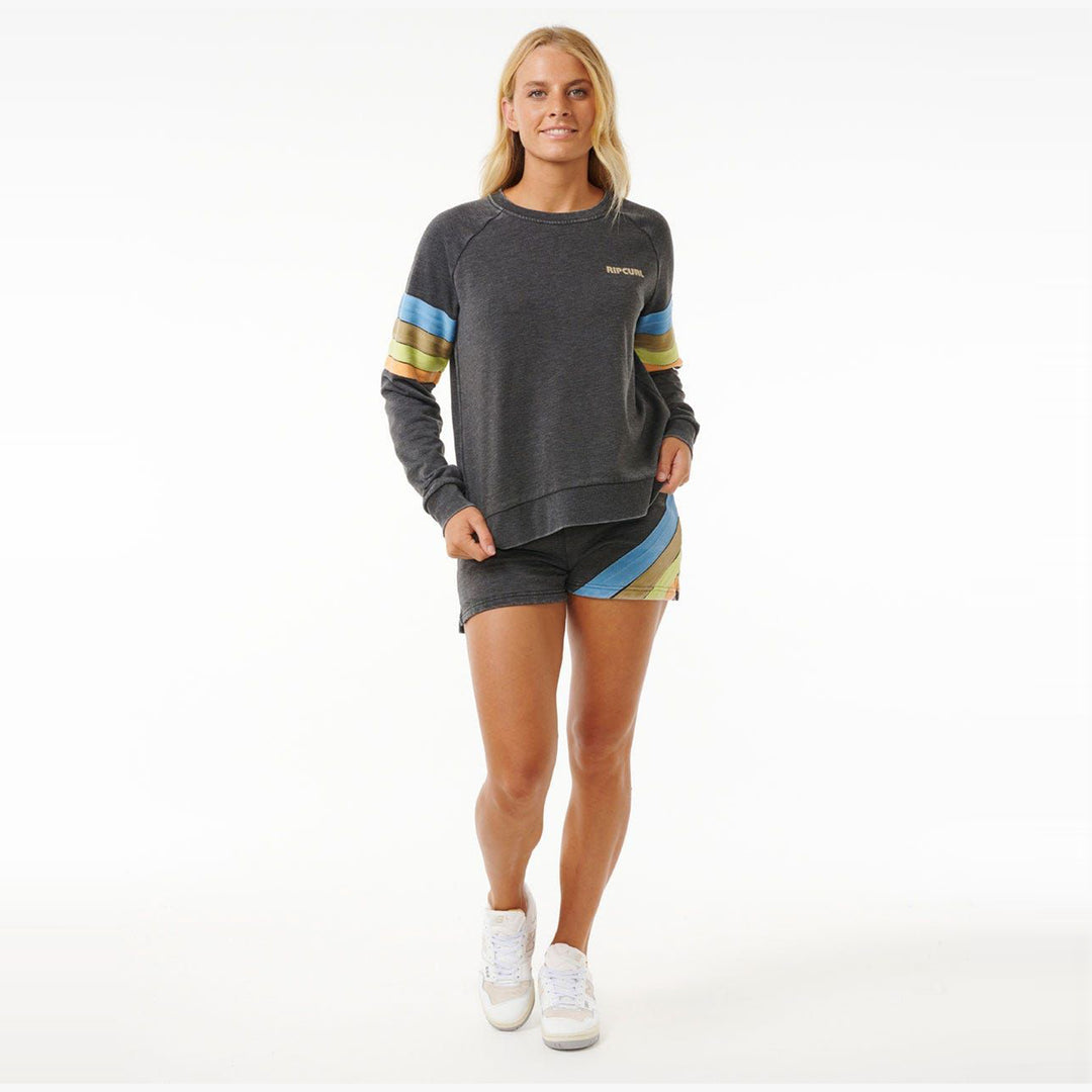 Rip Curl High Tide Surf Raglan Crew - Washed Black