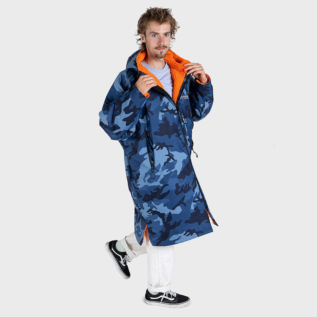 Dryrobe Advance Long Sleeve Change Robe V3 - Blue Camo/Orange