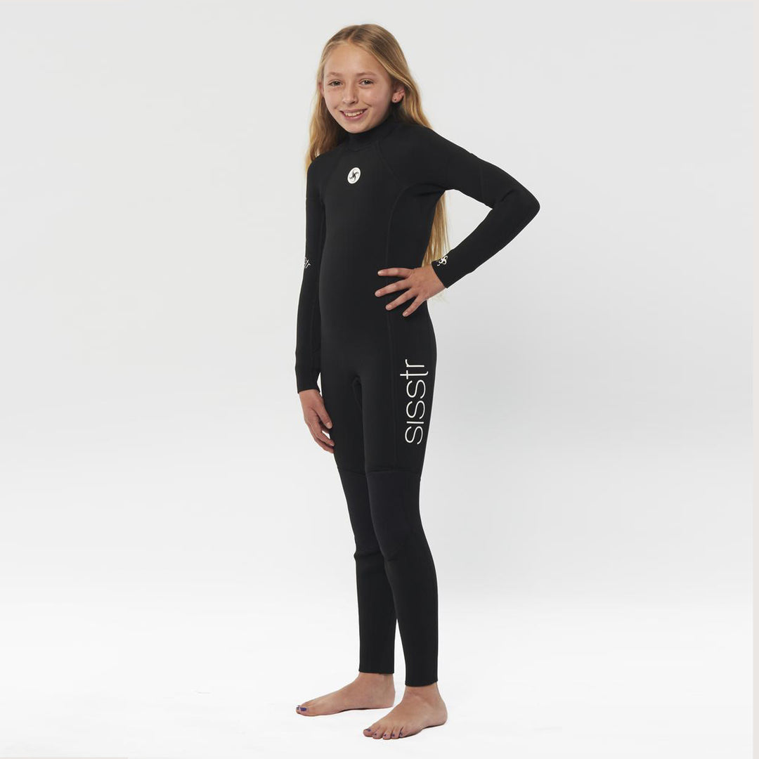 Sisstr Summer Seas Youth 3/2 Print Back Zip Wetsuit - Black