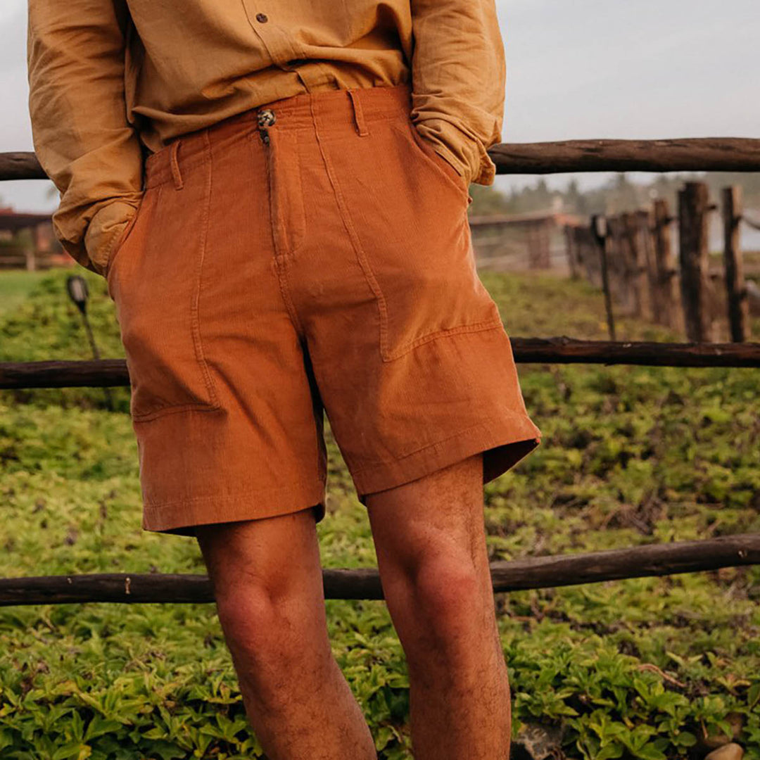 Mollusk Corduroy Salvador Shorts - Orange Earth