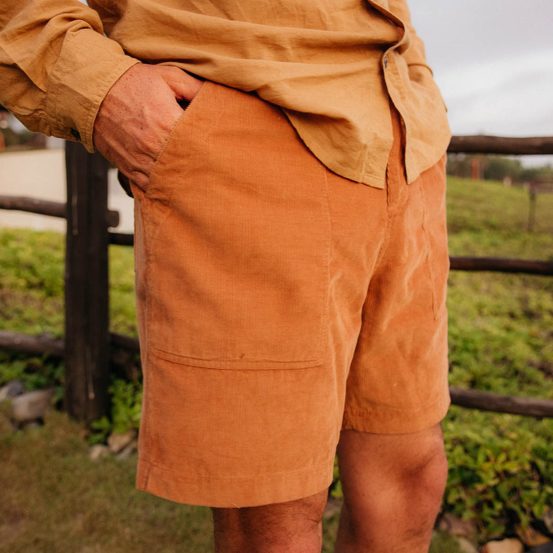 Mollusk Corduroy Salvador Shorts - Orange Earth